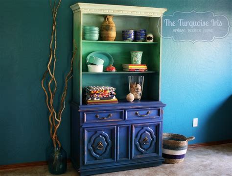 The Turquoise Iris ~ Furniture And Art Ombre Hutch In Turquoise And Blue