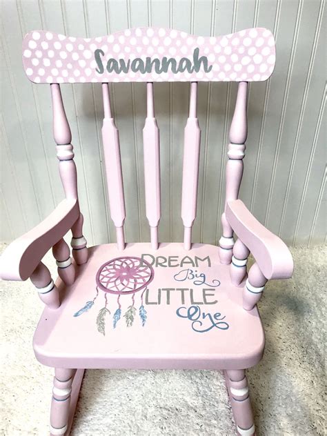 Home improvement reference related to childrens rocking chairs personalized. Pink Boho Rocking Chair for nursery or little girls room ...