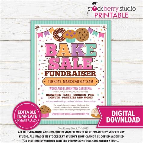 10 Bake Sale Fundraiser Flyer Template Template Guru