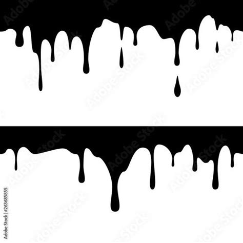 Stock Image Seamless Horizontal Black Ink Runs Dripping Paint Liquid