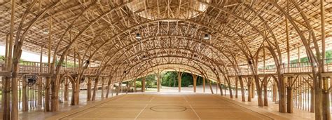 Zero Carbon All Bamboo Sports Hall Features Organic 50 Foot Trusses