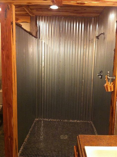 Barn Tin Shower For The Home In 2019 Barn Bathroom