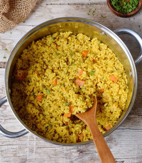 Flavorful Coconut Turmeric Rice Which Can Be Prepared In One Pot This