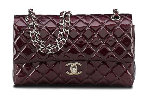 A Burgundy Patent Leather Medium Double Flap Bag Chanel 2008 2009