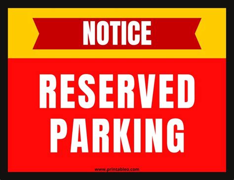 21 Printable Reserved Parking Sign Download Free Pdfs