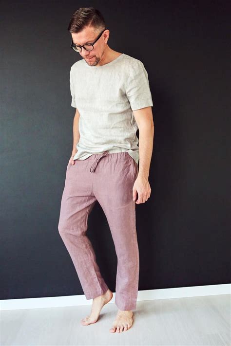 Linen Pants For Men Linen Trousers Latte Lounge Pants Mans Etsy Mens Linen Pants Mens Lounge