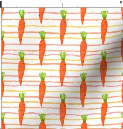 Easter Bunny Carrots Fabric By The Yard Vegetable Fabric Etsy