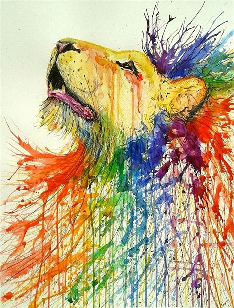 Rainbow Lion Painting By Marily Valkijainen