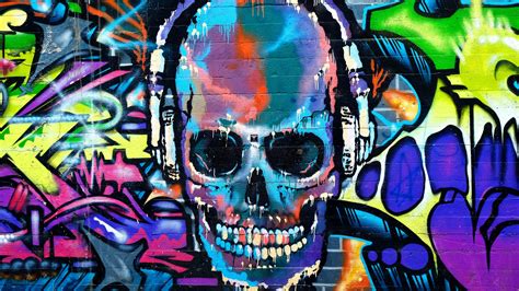 Download Graffiti Skull Colorful Street Art 2560x1440 Wallpaper