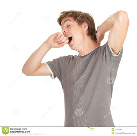 Tired Man Yawning And Stretching Stock Photo Image 21499290