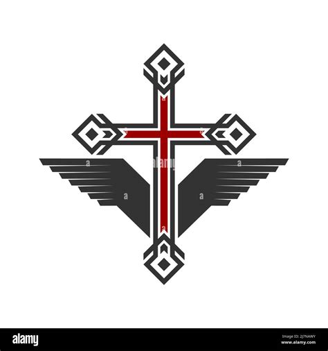 Christian Symbol Vector Logo Cross Of Jesus Christ And Wings A