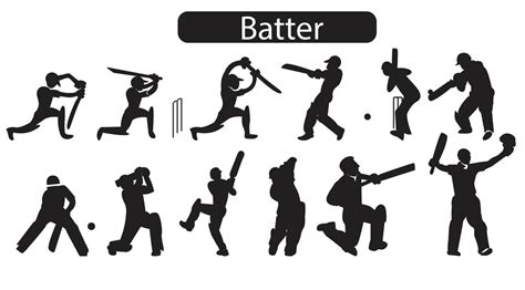 A Set Of Cricket Action Silhouette Icons 6781059 Vector Art At Vecteezy