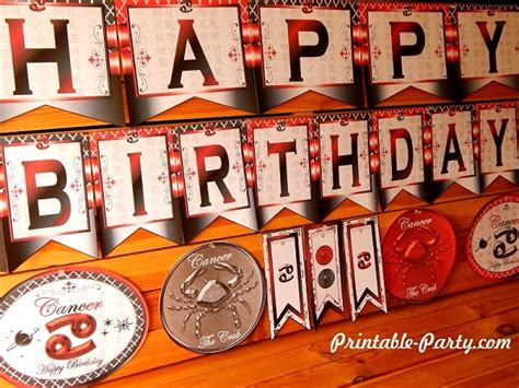 What birthday for cancer horoscope? Cancer Zodiac Printable Party Decorations | Astrology Sign ...