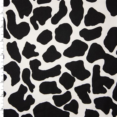 Cali Fabrics Black And White Modern Cow Print Bull Denim Fabric By The Yard
