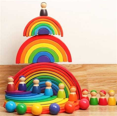 Stacking Wooden Rainbow Ahiyen Wooden Rainbow Montessori Color