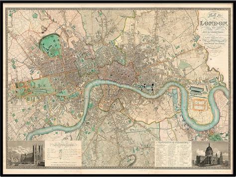 Victorian Old London Map 1830 England