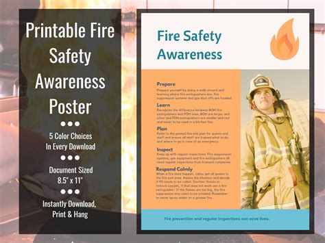 Fire Safety Poster Workplace Safety Fire Procedures Fire Etsy