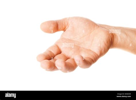 Open Palm Hand Gesture Of Male Hand Isolated On A White Background