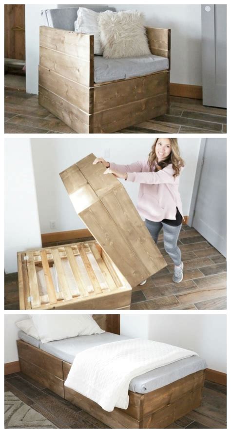 It unfolds to become a bed that's a few inches shy of a twin mattress. Ana White | Twin Sleeper Chair - DIY Projects