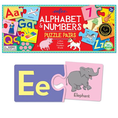Eeboo Alphabet And Numbers Puzzle Pairs Petit Bazaar