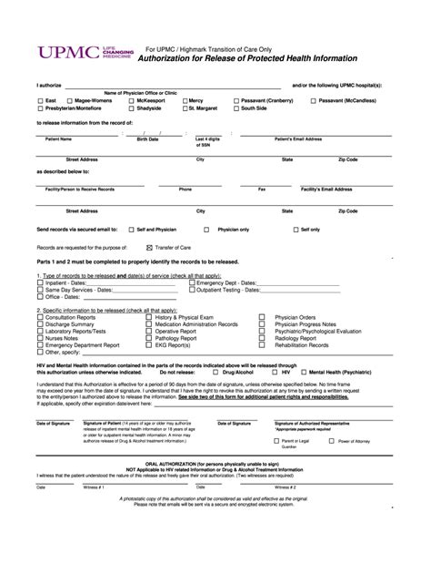 Upmc Record Release Fill Online Printable Fillable Blank Pdffiller