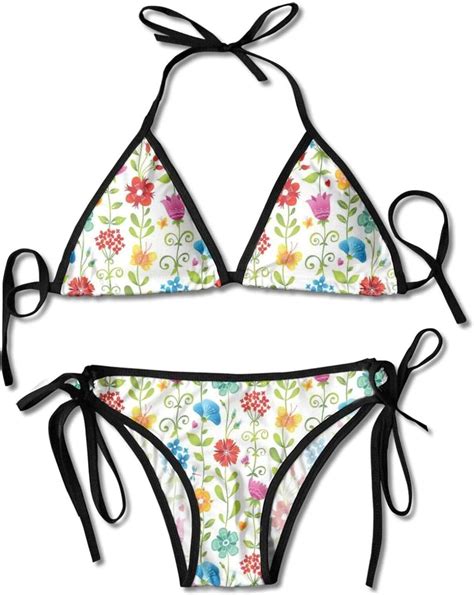 Ladies Halter Swimwear Printed Two Piece Bikini Sets Sexy Swimsuit