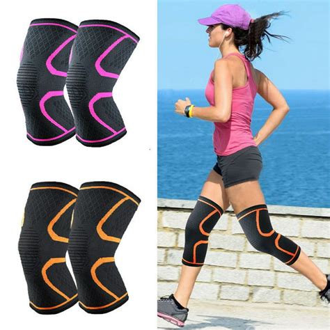 2pcs Compression Knee Brace Support Sports Sleeve Arthritis Joint Pain Patella Relief Black