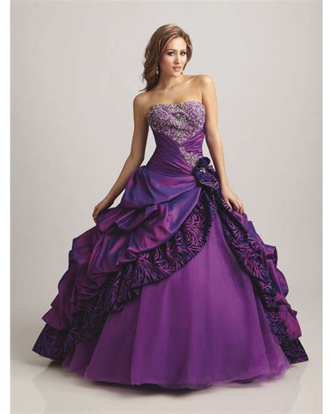 Strapless Sweatheart Floor Length Ball Gown Purple Quinceanera Dress