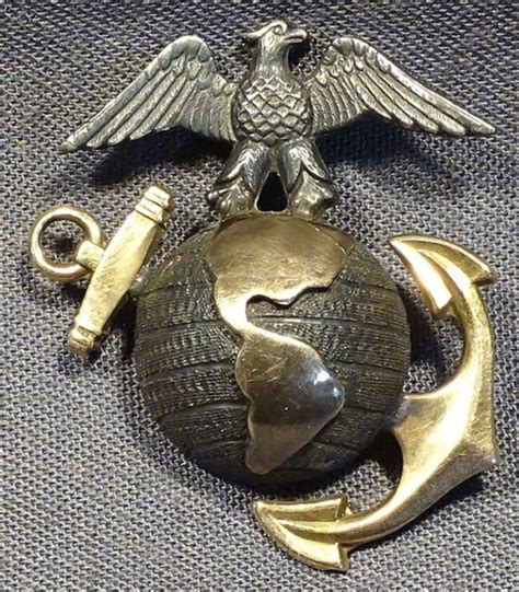 Usmc Officers Sterling And 10k Ega Collar Insignia Griffin Militaria
