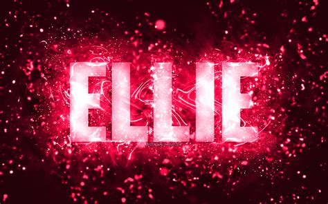 Download Wallpapers Happy Birthday Ellie K Pink Neon Lights Ellie Name Creative Ellie