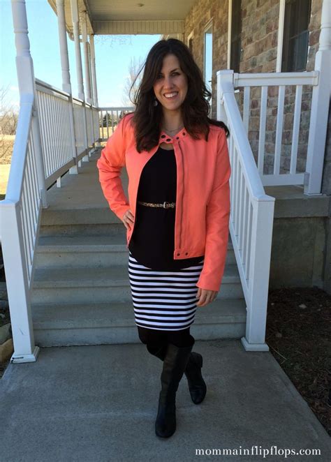 what i wore styling a black and white striped skirt realmomstyle