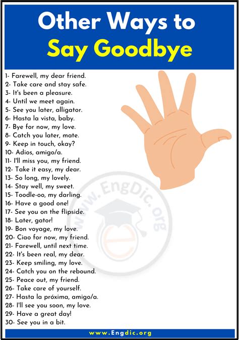 220 Other Ways To Say Goodbye Synonyms Of Goodbye Engdic