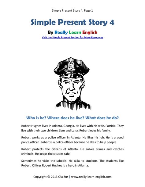 Look A Free Printable English Short Story In The Simple Present Tense