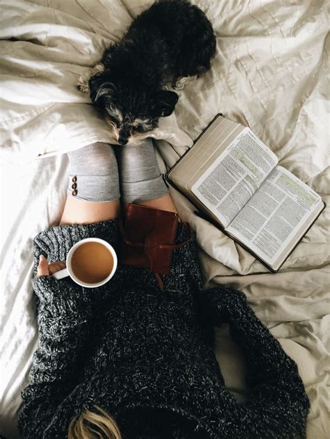 Cozy Morning Coffee Coffee Mug Puppy Cozy Sheets Comfy Bed Bible