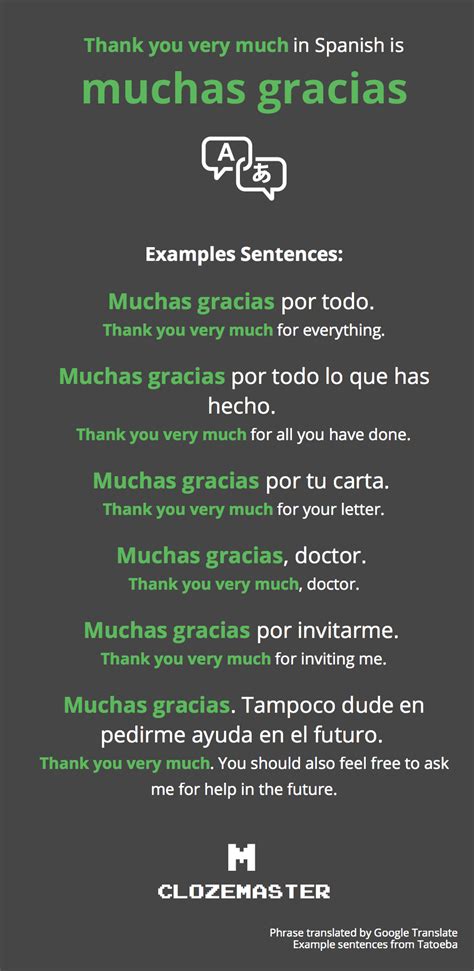 How To Say Thank You Very Much In Spanish Clozemaster