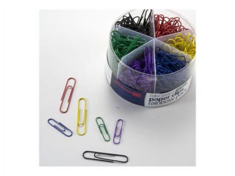 Officemate Plastic Coated Paper Clips Assorted Colors 300 Small Clips