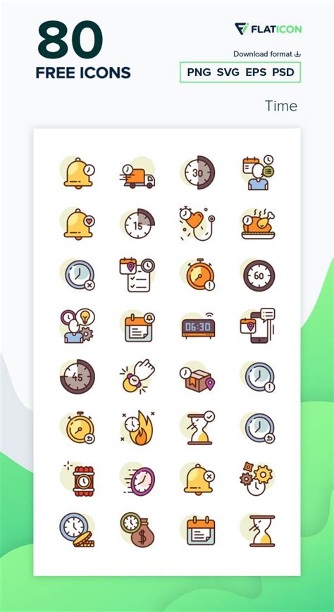 80 Time Icons For Personal And Commercial Use Darius Dan Lineal Color