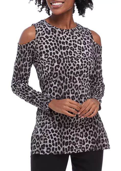 Michael Michael Kors Womens Cheetah Print Cold Shoulder Top Belk
