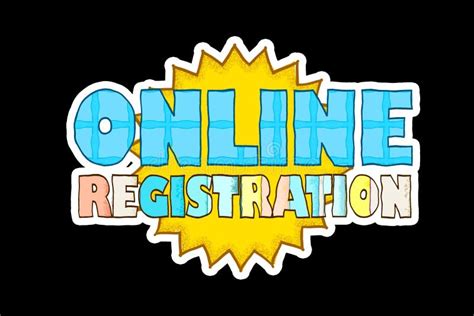 Isolated With Black Online Registration Header In Cartoon Style Stock