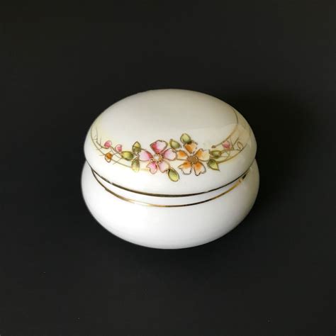 Nippon Porcelain Trinket Box Antique Japanese Hand Painted Etsy