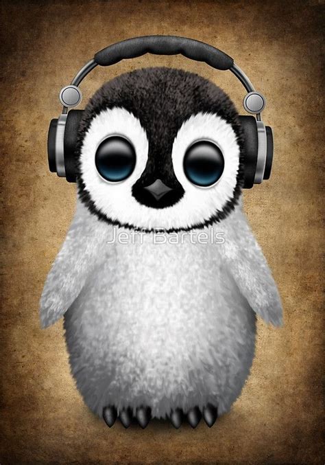 Multiple sizes and related images are all free on clker.com. 'Cute Baby Penguin Dj Wearing Headphones' Art Print by ...