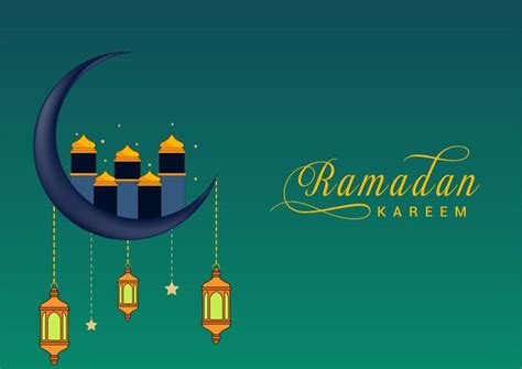 Premium Vector Ramadan Kareem Banner With Hanging Lamp Premium Design