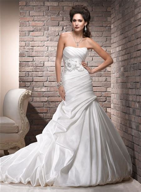 a line strapless corset back ruched taffeta wedding dress with floral sash
