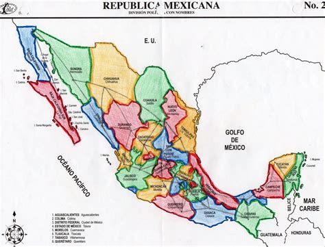 Mapa De La Republica Mexicana Con Nombres Y Division Politica Tamano Images