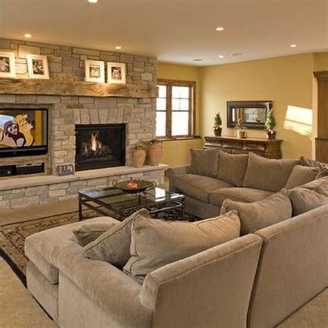 cool  impressive living room ideas  fireplace  tv family