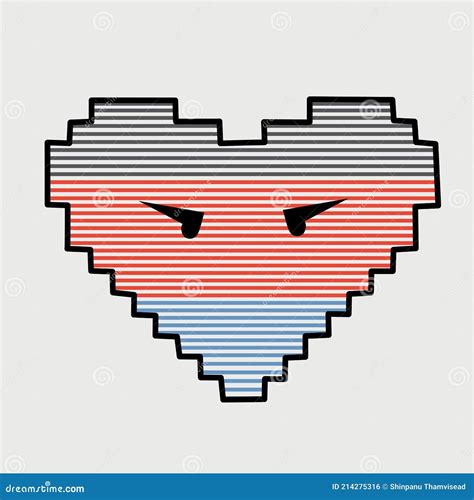 Line In Side Of Heart Pixel Isolated And Vector Flat Illustration
