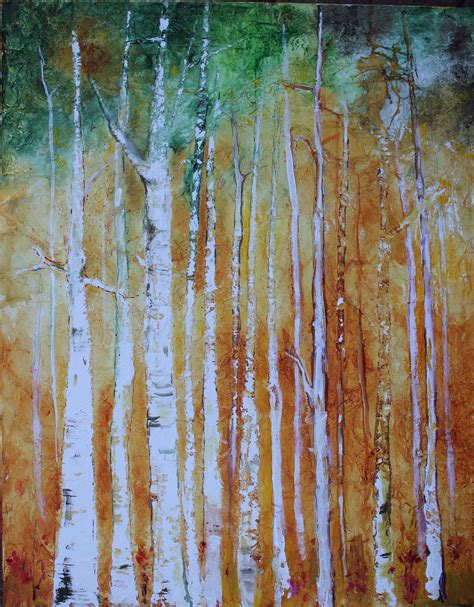 Amy Whitehouse Paintings Large Aspen Stand Mixed Media Landscape