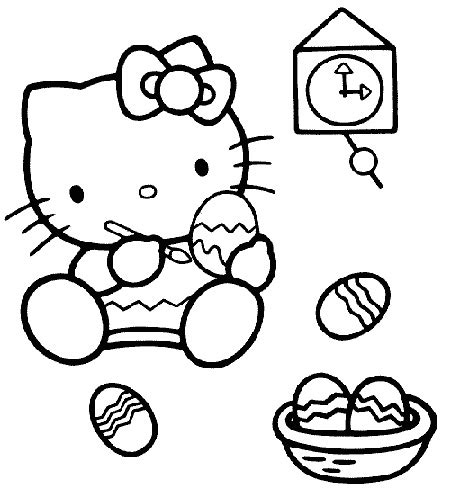 Coloring And Activity Pages Hello Kitty Painting Easter Eggs Coloring Page