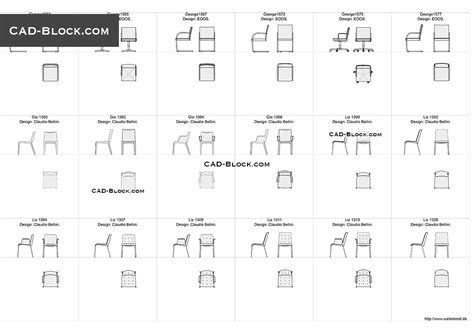 Designer Chairs 3 Free Cad Blocks Autocad Drawings