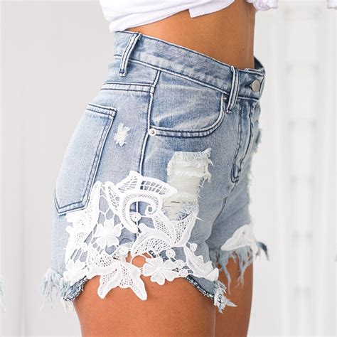 Casual Floral Lace Jean Shorts Denim Summer Outfit Ideas For Teen Girls Deas De Atuendos De